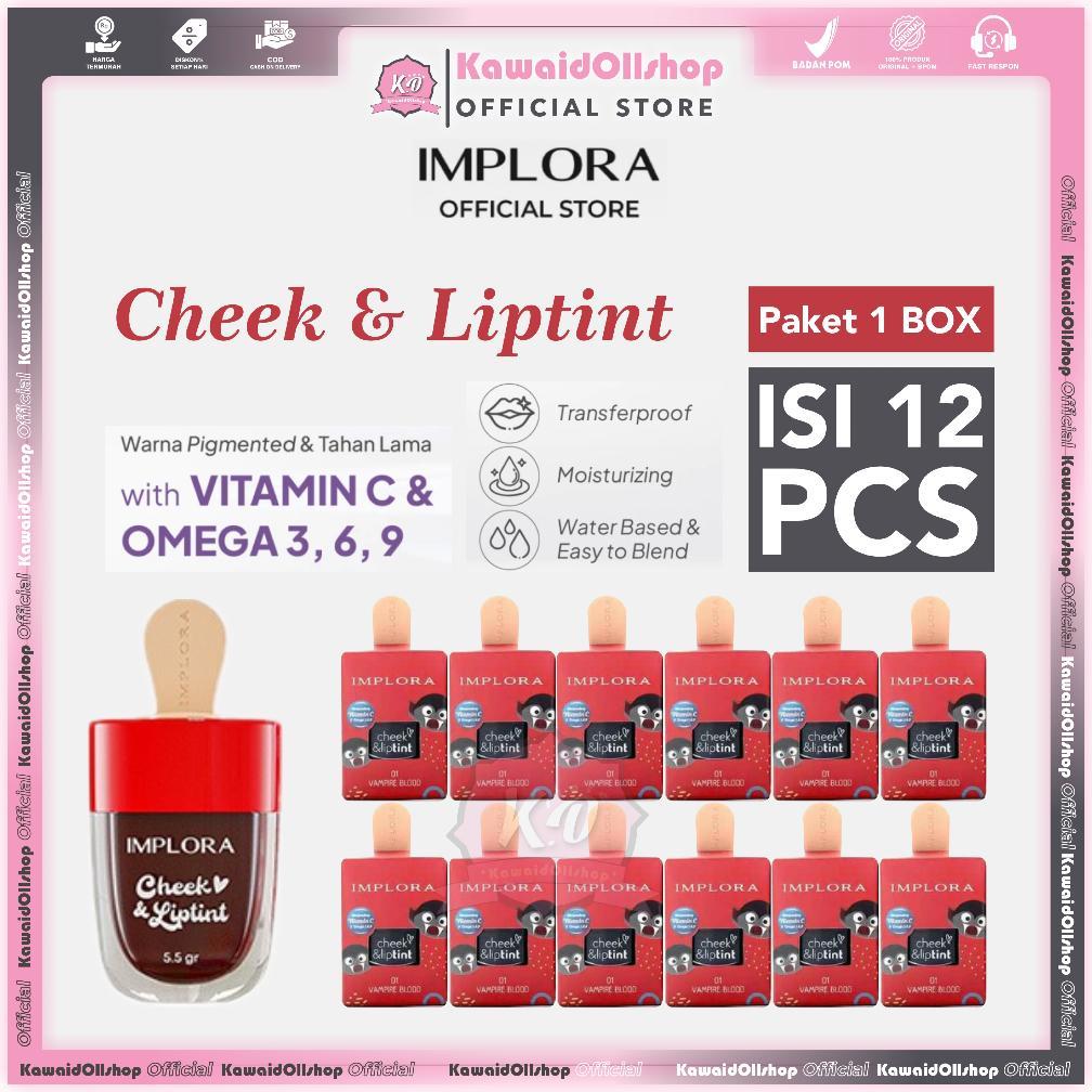 Implora Cheek and Lip tint | Paket 1 Box Isi 12 Pcs | Matte, Liptint, Lipcream, Lipstick /Lusin