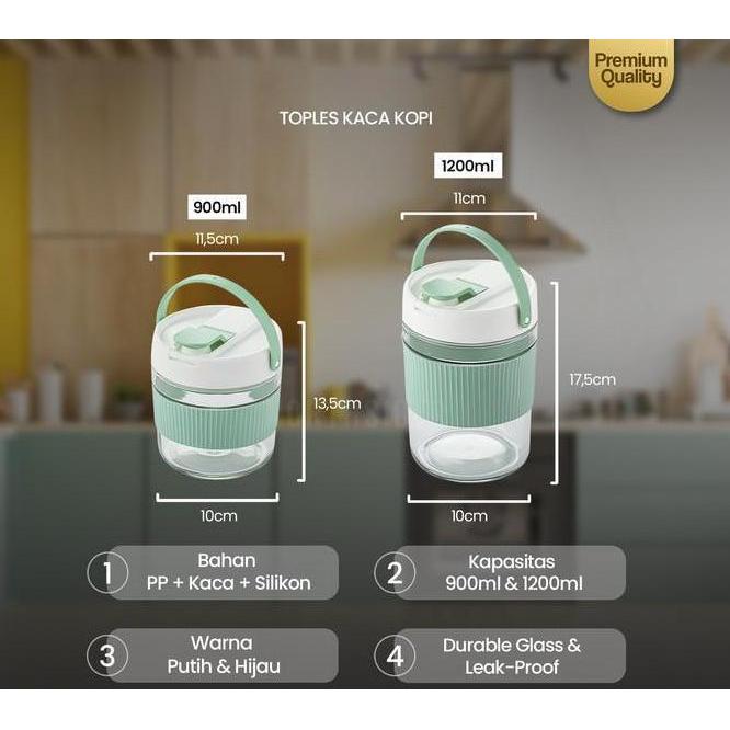 Promo Toples Kaca Kopi Biji-Bijian Fermentasi Acar Double Open Glass Sealed Lid Pickle Jar With Hand