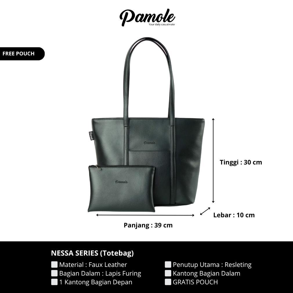 NEW Pamole - Tote Bag Wanita Bahan Kulit Sintetis Penutup Resleting - Nessa Series