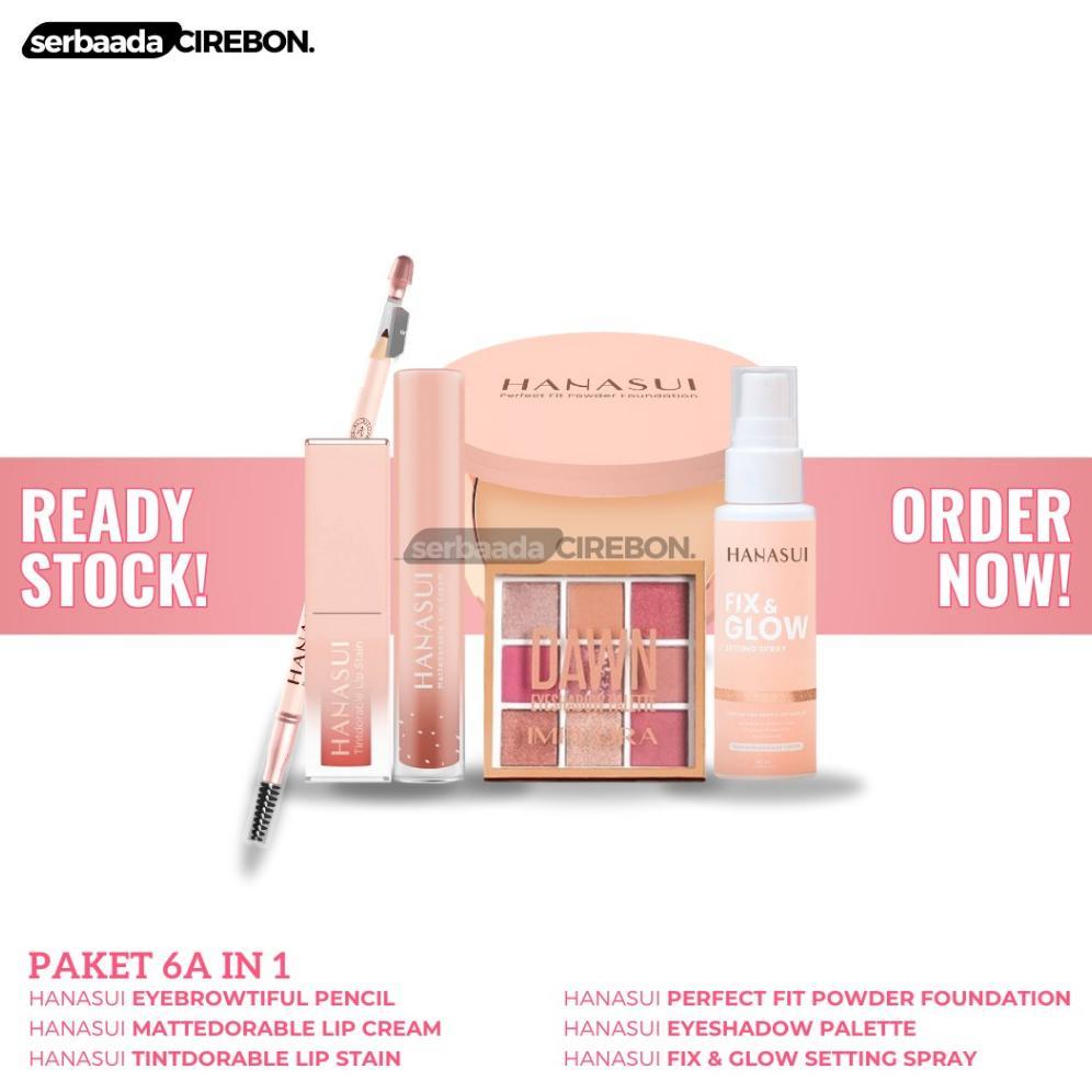 Paket Beauty Set 6In1 Hanasui Implora | Lip Cream - Lip Stain - Bedak - Alis - Eyeshadow