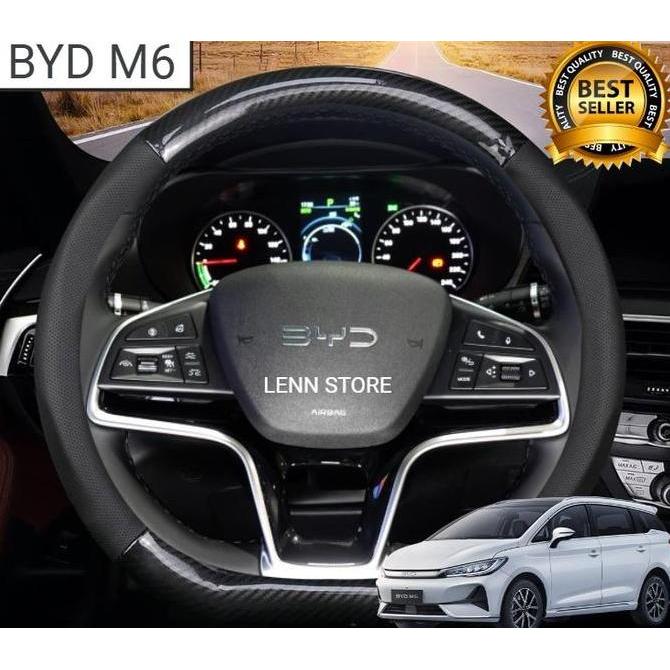 Cover Sarung Stir Carbon Mobil BYD M6 2024 2025