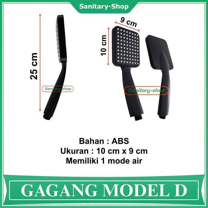 Lancaraja- Gagang Kepala Hand Shower Mandi Bulat Kotak Hitam Black Series