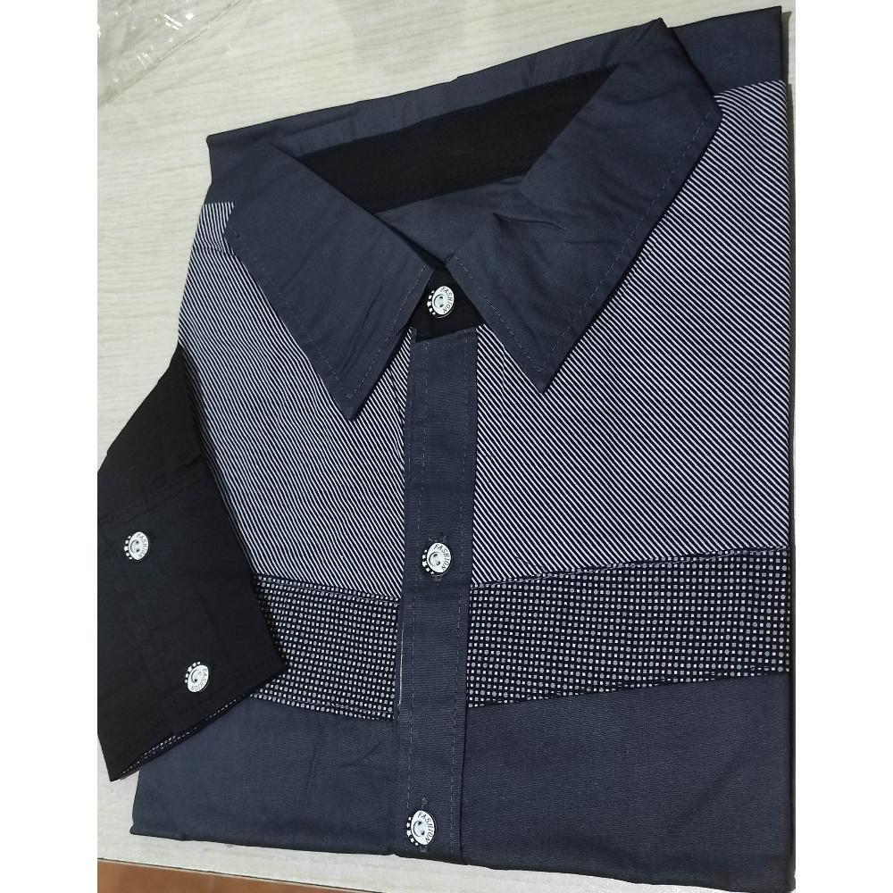 BPS Kemeja Pria BOY Putih hitam abutua kombinasi combi baju cowok hem lelaki laki