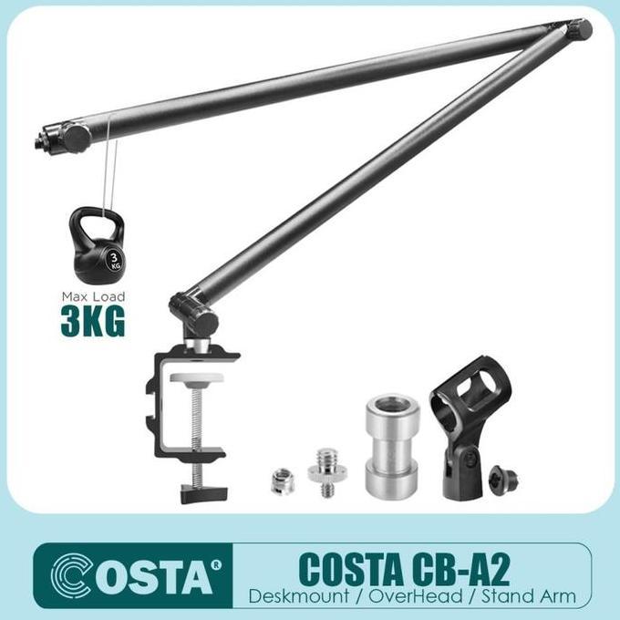 TERMURAH - COSTA CB-A2 Boom Arm Overhead Table Stand f/ Camera Smartphone Mic LED