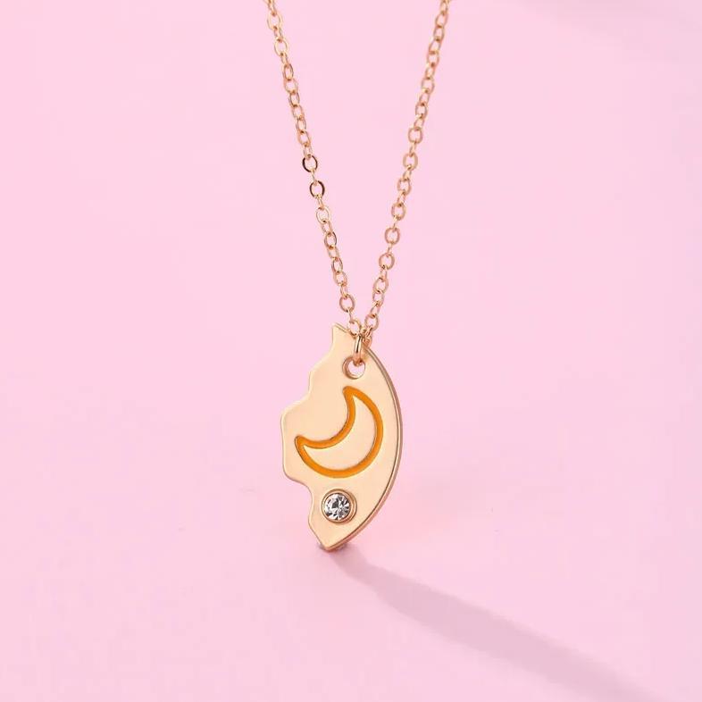 Lovecryst 3Pcs/set Sun Moon Star Pendant Necklace Best Friend Bff Friendship Couple Necklace Fashion