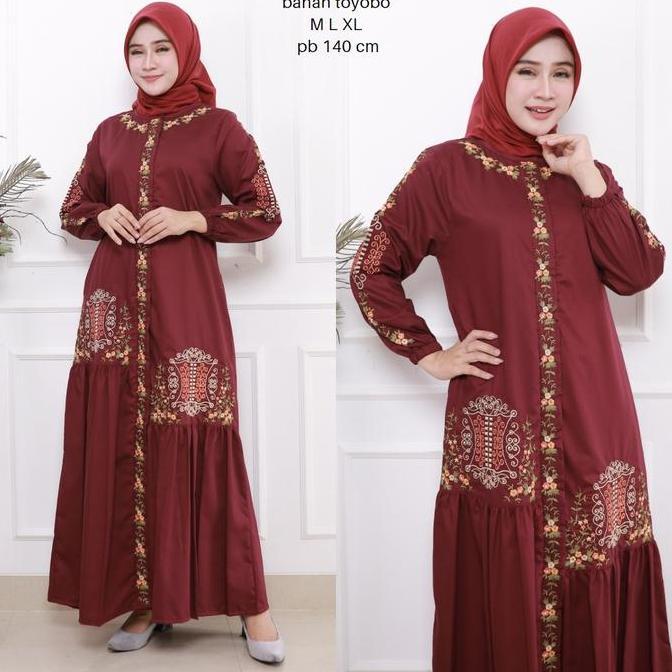 Termurah Gamis Bordir Jumbo Katun Toyobo Bordir Pintu Aceh Muslim Wanita Dress Baju Panjang Pesta De