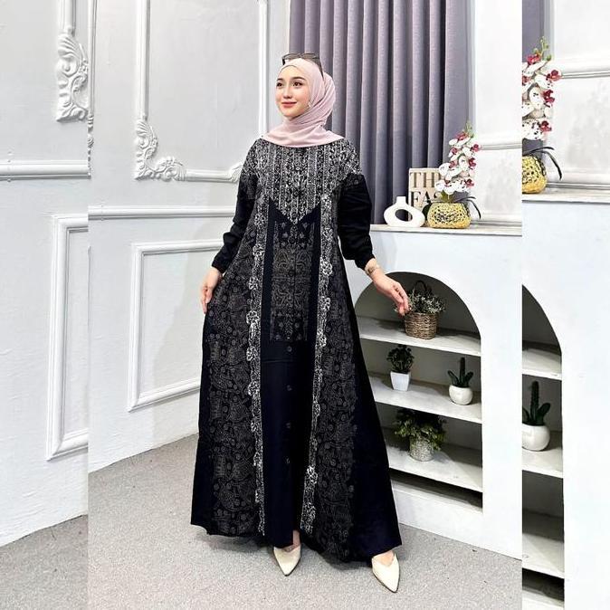 Diskont Naya Batik - Gamis Twill Ori Premium 2025 Berkualitas Motif Garis Batik Cap Malaman Bukan Sa