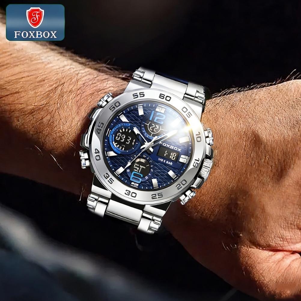 DISKON FOXBOX JAM TANGAN UNTUK PRIA LED TAHAN AIR OLAHRAGA ELEKTRONIK JAM TANGAN SILIKON JAM TANGAN 