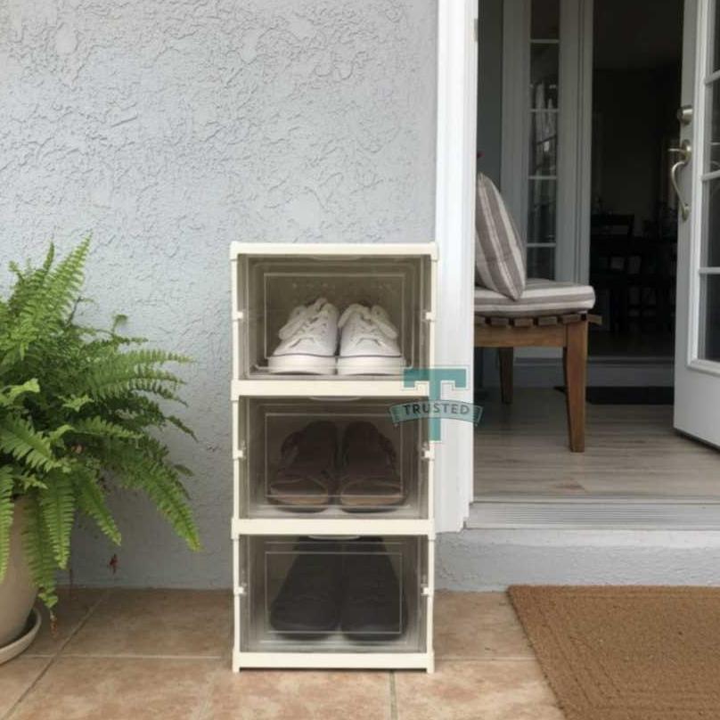 Rak Sepatu Plastik Rak Sepatu Susun Tertutup Rak Sepatu Lipat 3 susun dan 6 susun