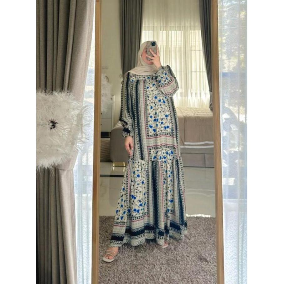 Premium Gamis Slavina Rayon Premium Dress Muslim Wanita Motif Rempel