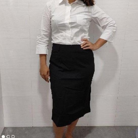 DF274 - Rok pendek dibawah lutut rok kerja wanita pendek rok hitam pendek