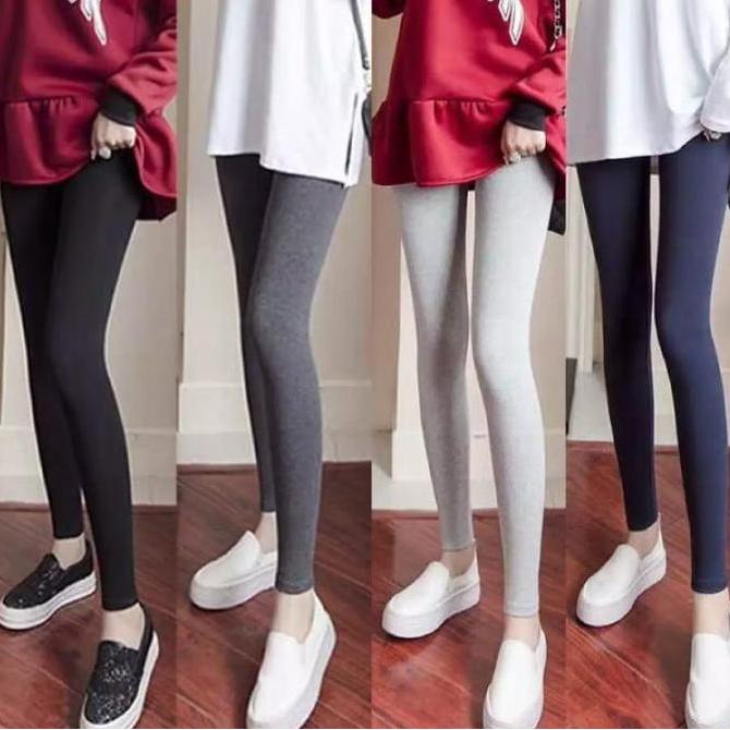 DA69 - Legging Kaos Wanita Dewasa Tebal 3Pcs - Fit Hitam Celana High Lejing Wanita Tebal, Size Stand