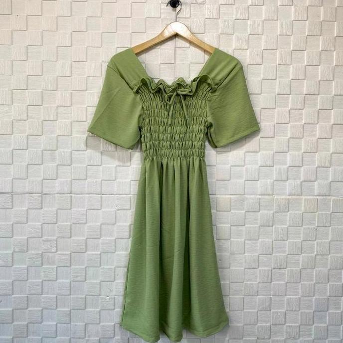 DI13 - Camilla Dress Wanita Crinkle Airflow Full Karet / Dress Kerut Dada Baju Busui Daster Casual M