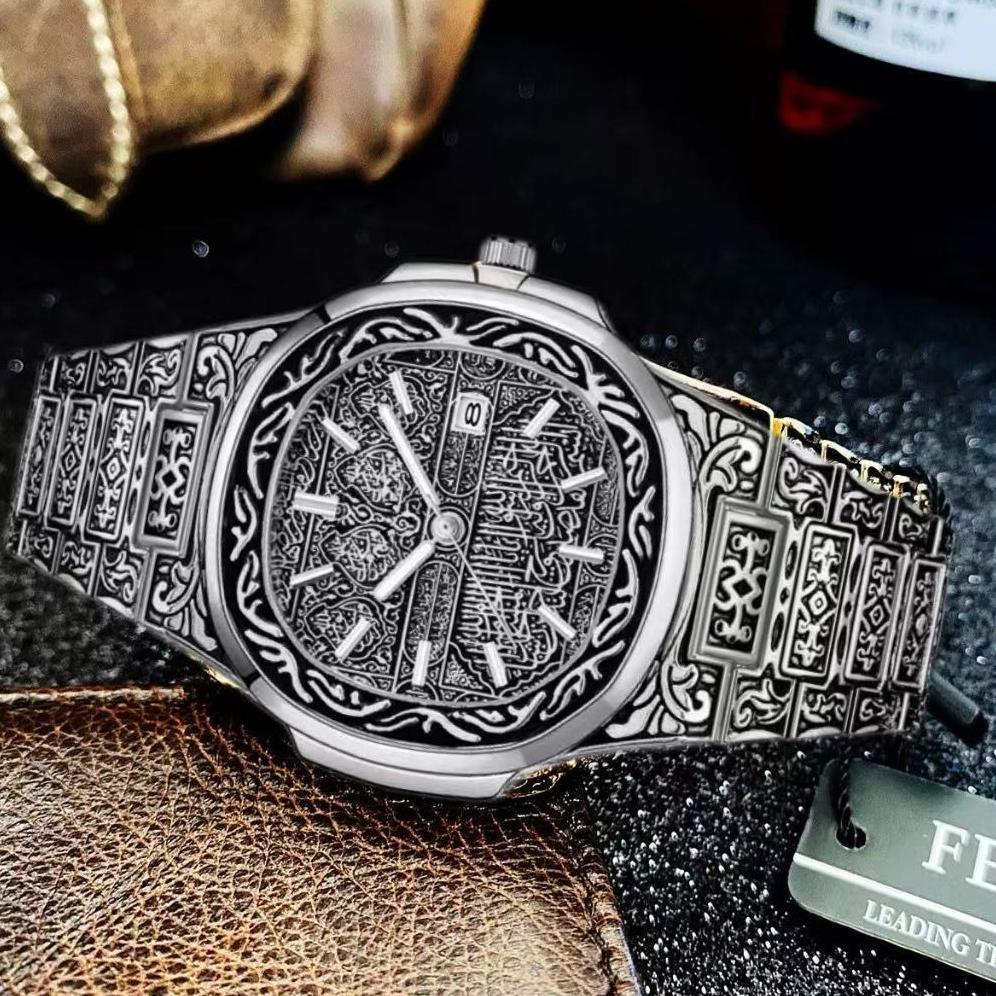 BEST SELLER ALASKA JAM TANGAN PRIA ANTI AIR JP-29 NEW ARAB UNIK MOTIF UKIR KALIGRAFI ARAB FULL STAIN