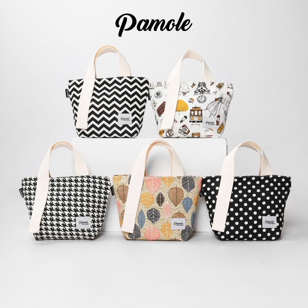 HOT Pamole Pouch Travelling Mini Totebag Bahan Kanvas - Shara Series