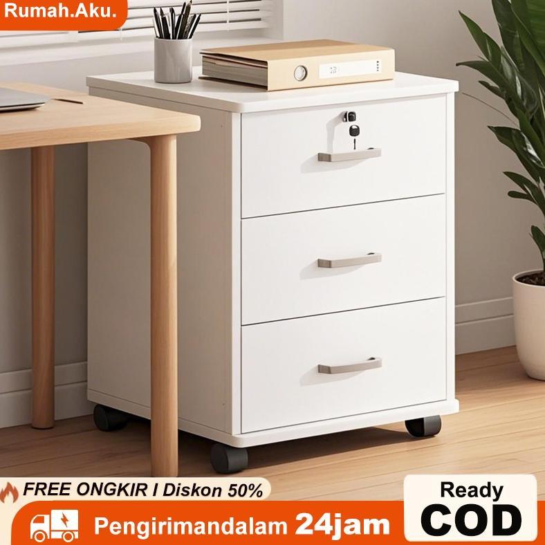 Meja Nakas Bedside Table Dengan kunci Lemari Laci Penyimpanan Meja Nakas kayu Meja Kamar Nakas porta