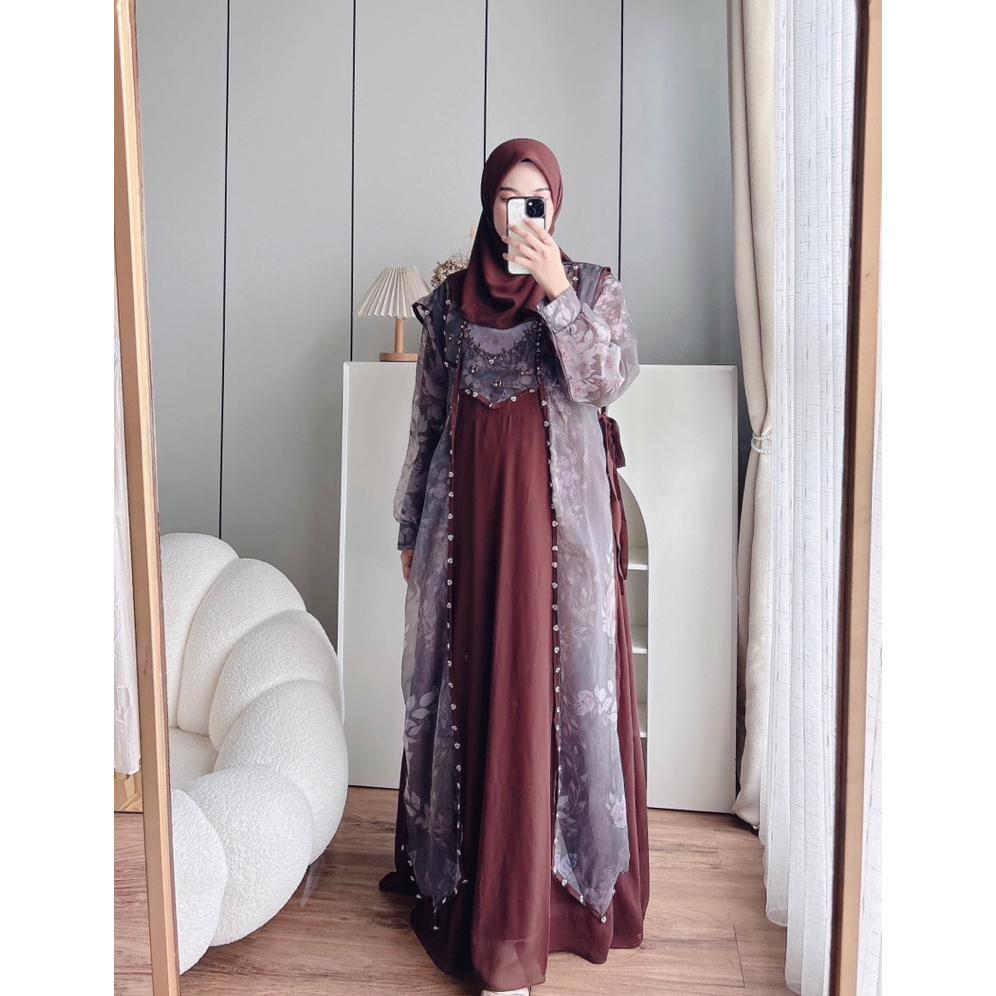 CANDY LADY Kalivah Beads Maxi / Gamis Motif Wanita Terbaru Dress Gamis Lebaran Premium Bestseller