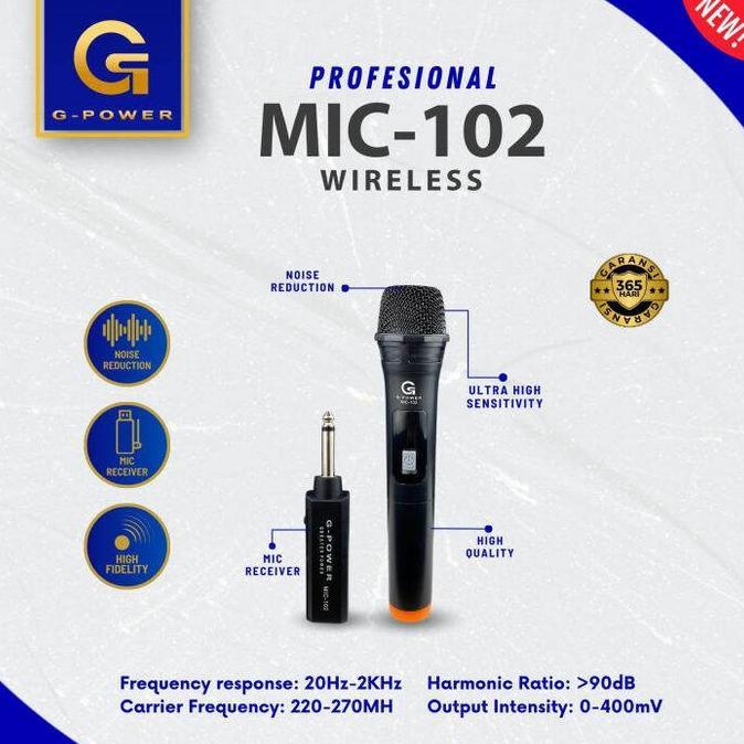 MIC WIRELESS G POWER 102 = 1 MIC TANPA KABEL / MIC WIRELESS G POWER 202 = 2MIC TANPA KABEL PAS