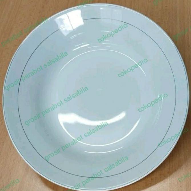 1 lusin piring makan keramik putih lismas 9 dim sunbird WS