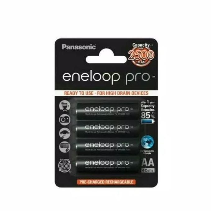 Baterai eneloop AA pro 2500 mah charger hitam