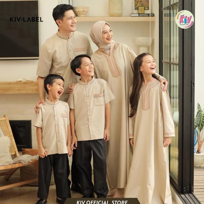 KIV Sarimbit Cream Bayanaka Series Lebaran Baju Muslim Raya Keluarga Family Set Couple Gamis Pasanga