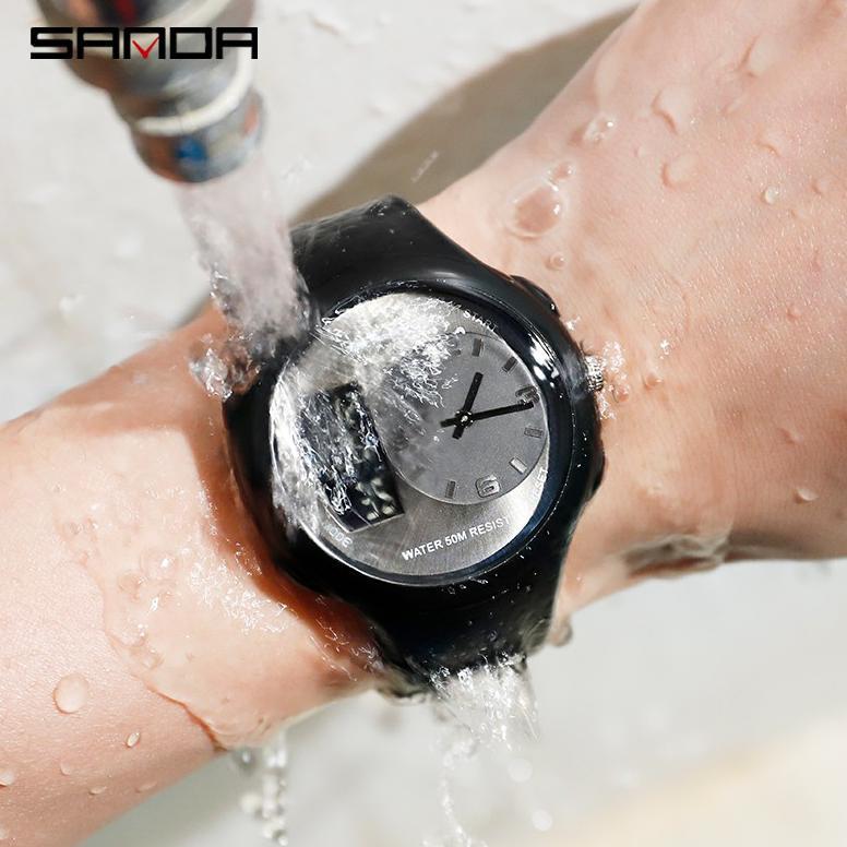 MURAH SANDA 763 Jam Tangan Pria Digital Analog Tali Rubber Chronograph Anti Air