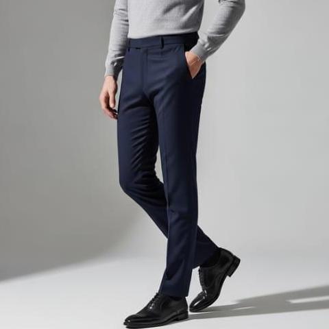 Gratong Celana Formal Kantor Kerja Bahan Pria Slim Fit Kain Wool Hitam Panjang