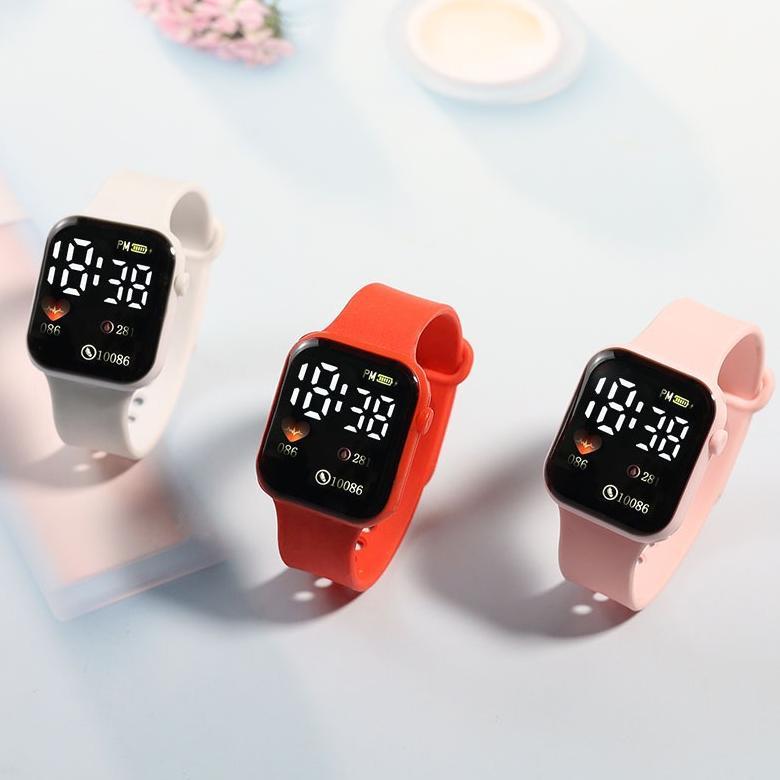 KUALITAS SUPER littlefeliz JA07 Jam Tangan LED Digital Pria Wanita Rubber Electronic Fashion Couple 