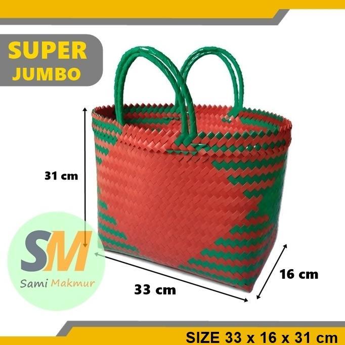 Readyy Tas Anyaman Plastik SUPER JUMBO KACA / Tas Belanja Besar / Tas Souvenir Jinjing Parcel Hajata