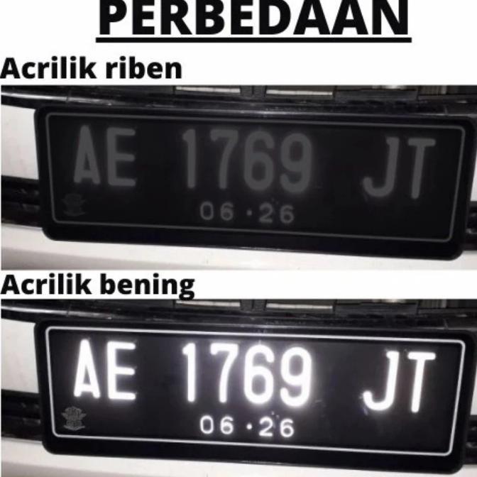 Tatakan Cover Plat Mobil Plat Nomor Mobil Akrilik Riben Hitam