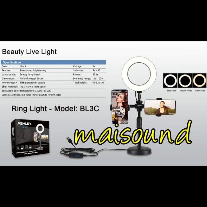 TERBARU - RING LIGHT LAMPU SELFIE VLOG VLOGGER STANDING LIGHTING BULAT MEJA