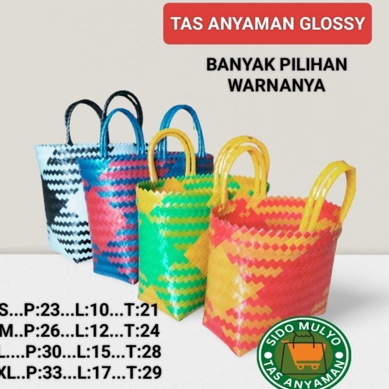 Readyy Tas Anyaman Plastik / Tas Anyaman Plastik Kaca A / Tas Anyaman Plastik Glossy / Tas Anyaman L