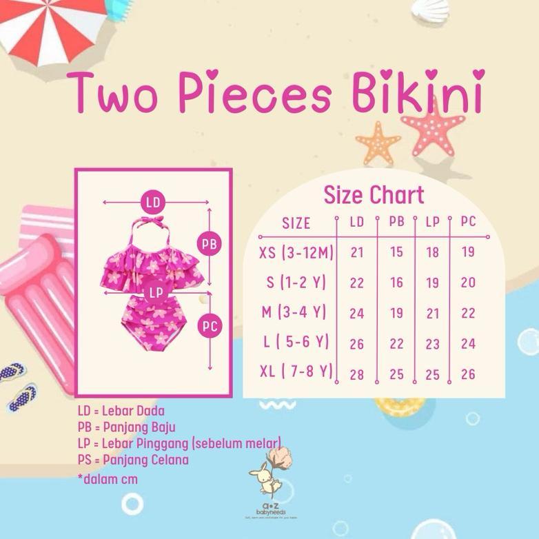 Azbabyneeds - Baju Renang Anak Perempuan Bikini - Two Pieces Bikini Swimsuit