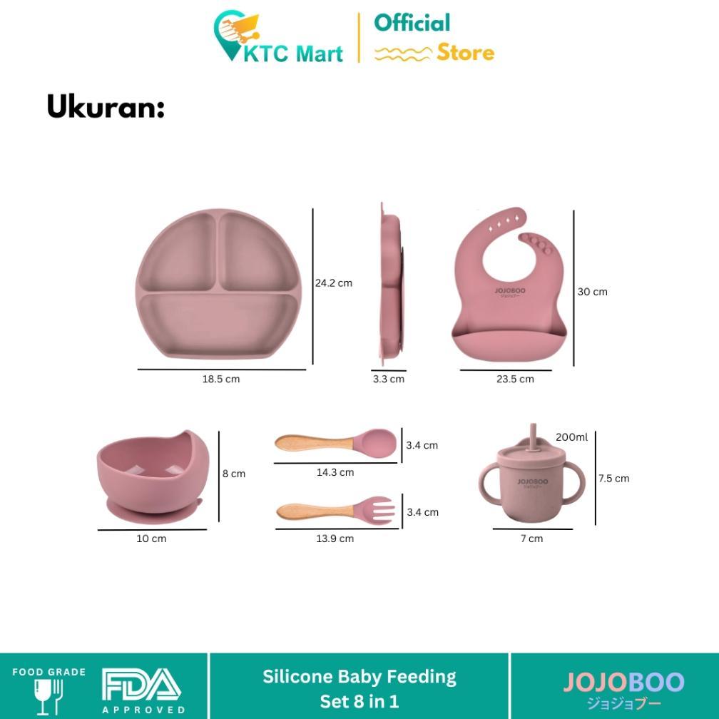 Jojoboo - 8 In 1 Peralatan Makan Bayi Set Silicon Suction Food Grade Baby Feeding Set