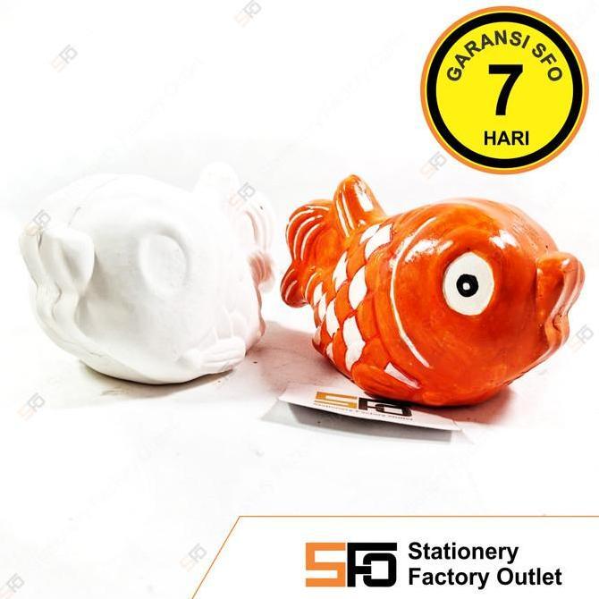 Belajar Melukis Patung Gypsum Polos - Ikan - Mainan Celengan Edukasi Anak Ready