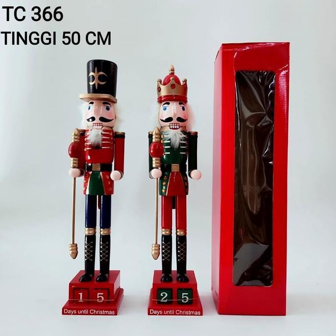 Patung Kayu Nutcraker 60 cm Gliter Model Kalender 25 Des Kado Natal murah