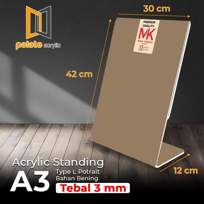 TERMURAH - AKRILIK TENT HOLDER A3 L PORTRAIT - 3MM PREMIUM
