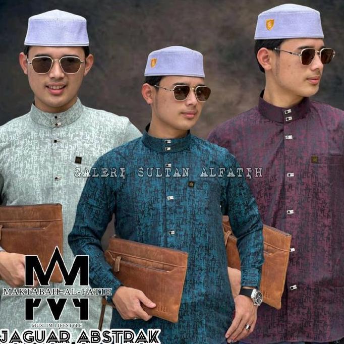 ALFATIH - {Best Seller} baju koko sultan Abstrak Kemko sultan embos jaguard kemeja koko pria lengan 
