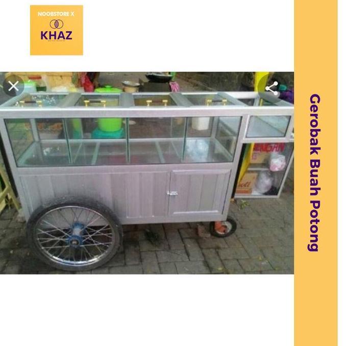 Terlaris Gerobak Buah Potong Alumunium / Gerobak Buah Keliling / Gerobak Buah