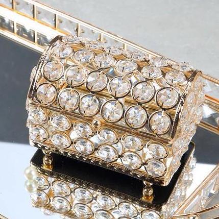 Kotak Penyimpanan Perhiasan Kosmetik Vintage/Kotak perhiasan kristal kelas atas/kotak pajangan cinci