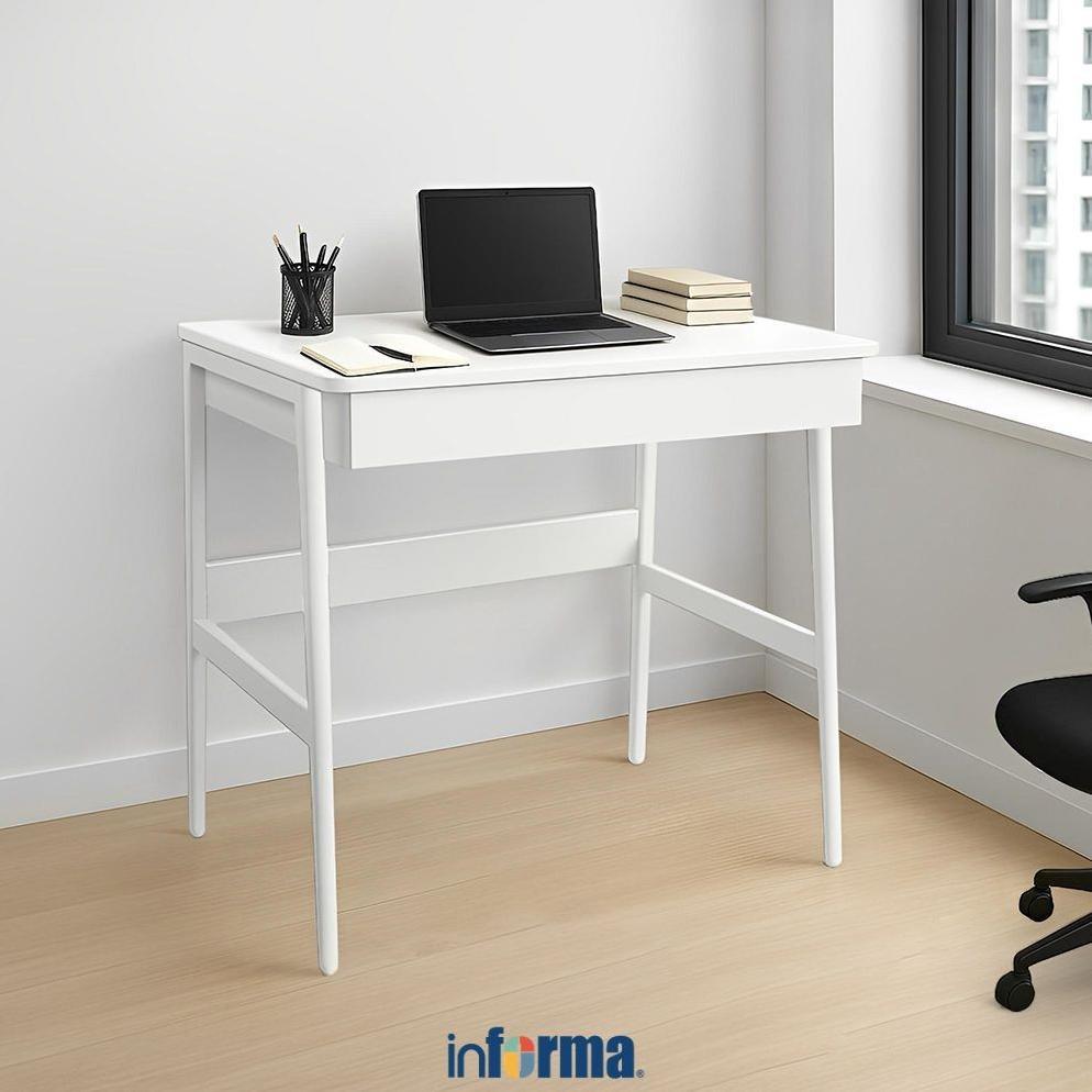 [POP] Informa Brodie Meja Kantor - Putih Office Table Furnitur Kantor Belajar Serbaguna Meja Laptop 