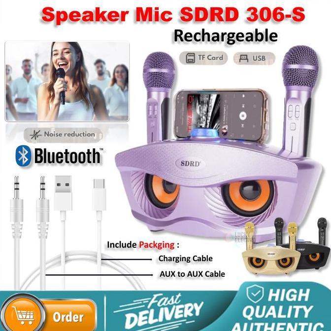 REBEKA.TOKO - SDRD SPEAKER MIC SDRD 306S RECHARGEABLE KARAOKE BLUETOOTH DUAL MIC WIRELESS SUPER BASS