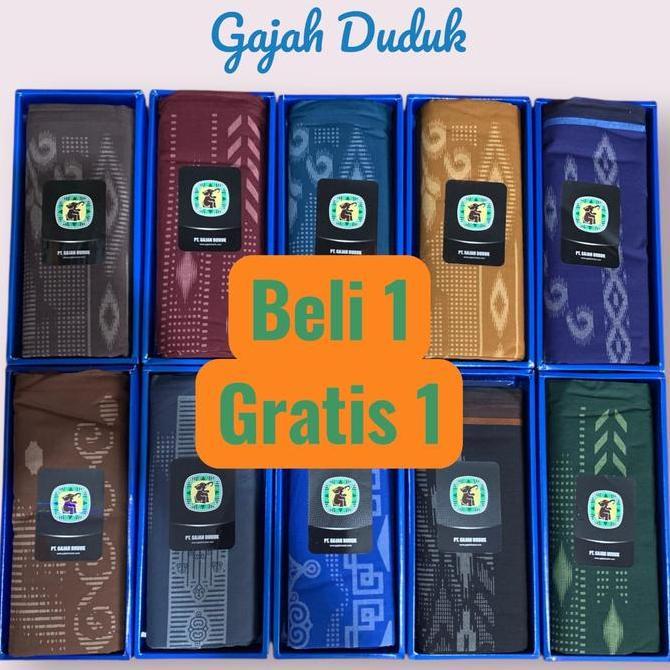 New | Beli 1 Gratis 1 Sarung Gajah Duduk Dewasa Motif Polos Tumpal Kembang Katun Halus Muslim Tenun 