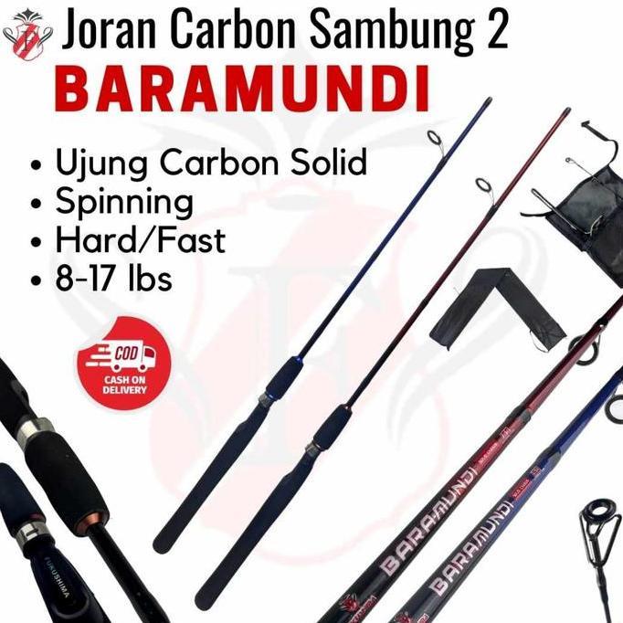 Promo Joran Carbon Solid Tip  Sambung 2 Action Hard Kaku Fukushima Baramundi Ujung Carbon Solid 8 -1