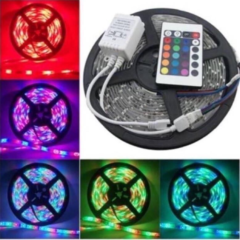 TERBARU Lampu led STRIP 3528 smd 2835 IP44 ip 44 RGB+remot+ADAPTOR+modul SET
