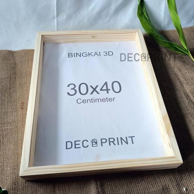 SidsWood [3DA3] Bingkai 3D Kayu & Akrilik Ukuran A3 (30x40 cm) Frame Kotak Mahar Jati Belanda Unik m