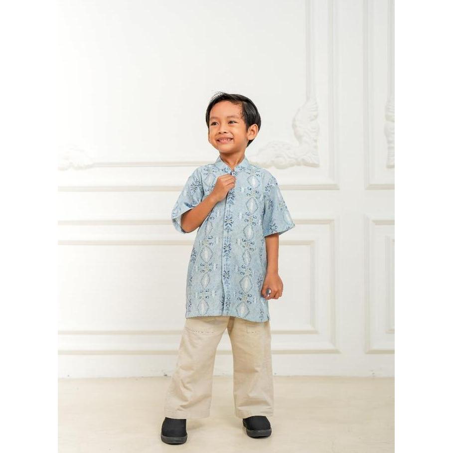 Batik Adyatma Sarimbit Arunika Series in Sky Blue Family Set Termurah