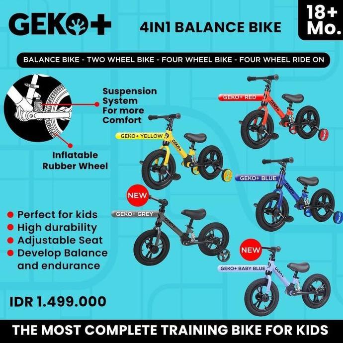 MVRV Geko+ 4 in 1 balance bike sepeda anak