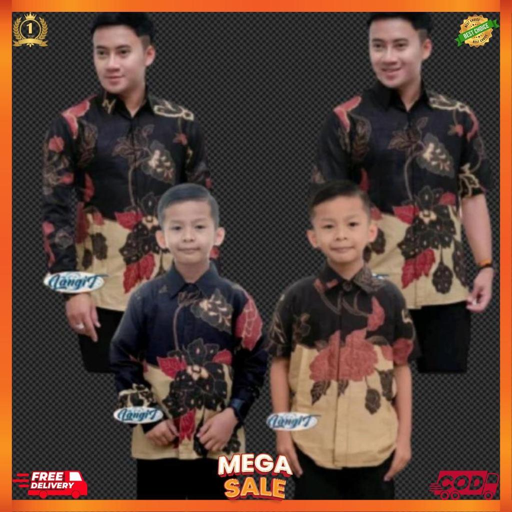COUPLE BATIK AYAH DAN ANAK LAKI-LAKI //BATIK PRIA COUPLE MOTIF MAWAR HITAM [J2]