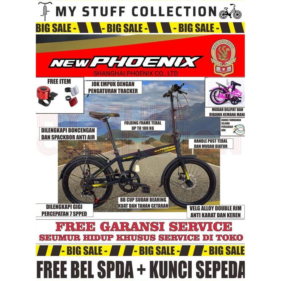 Terlaris Sepeda Lipat Ukuran 20 Inch Frame Tebal Rem Double Cakram 7 Speed Cocok Usia 9 Tahun Hingga